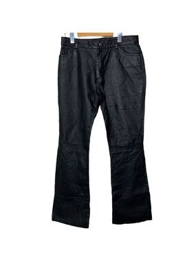 Fairweather Black Genuine Leather Pant Size 10 Motocycle Jeans Style Flare Leg